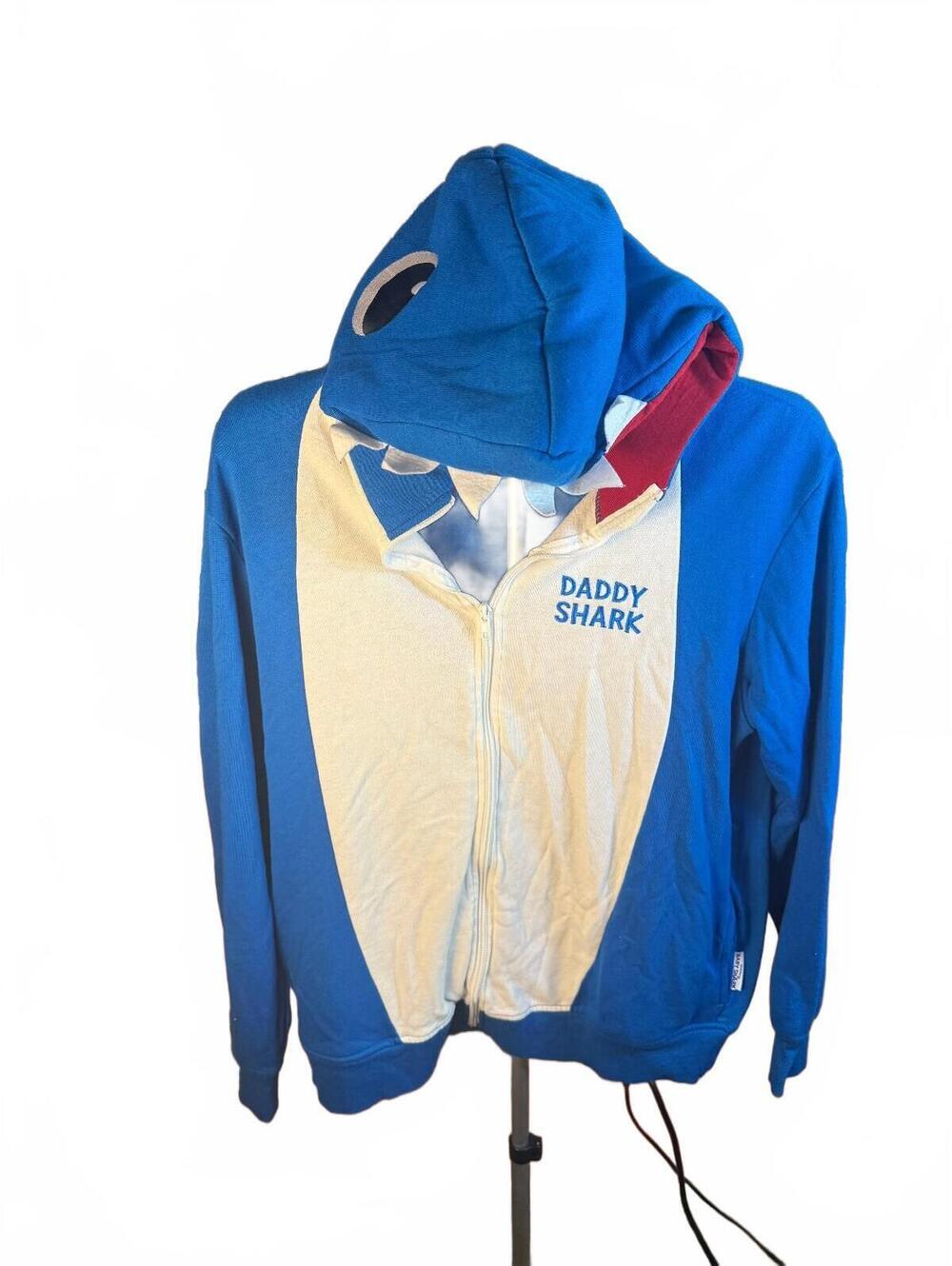 Spirit Halloween Daddy Shark Zip Hoodie w Shark Hood sz M adult